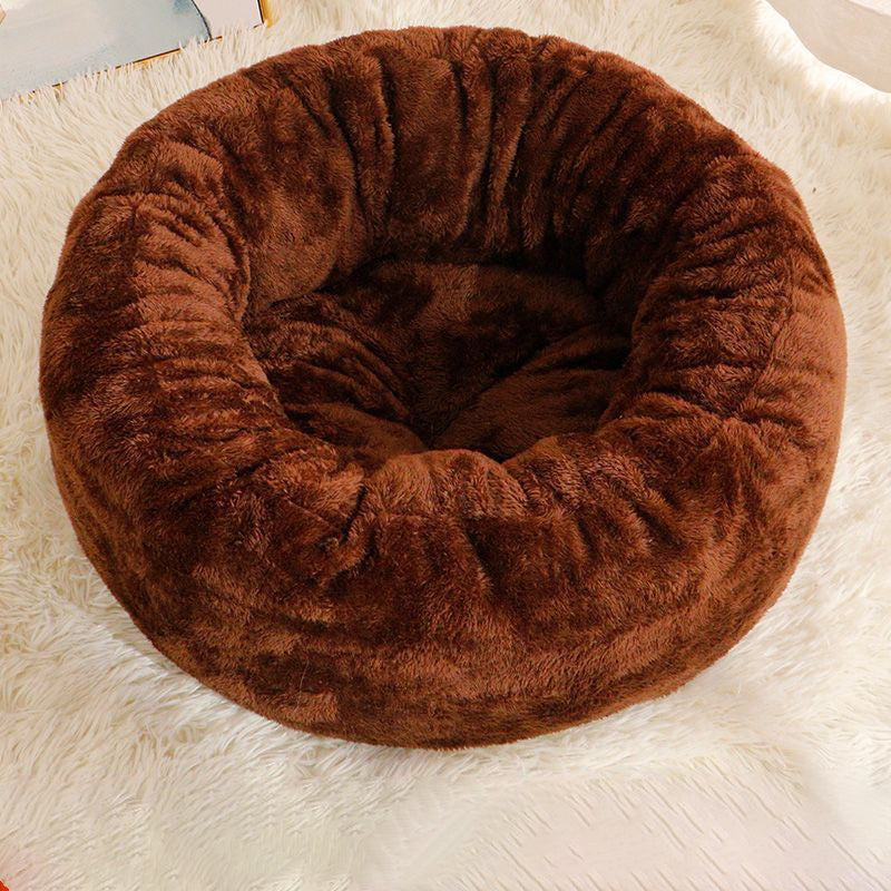 Long Plush Donut Pet Bed Soft Warm Cushion Mat
