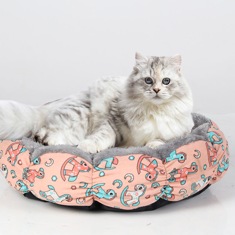 Calming Donut Pet Bed Soft Fluffy Round Design