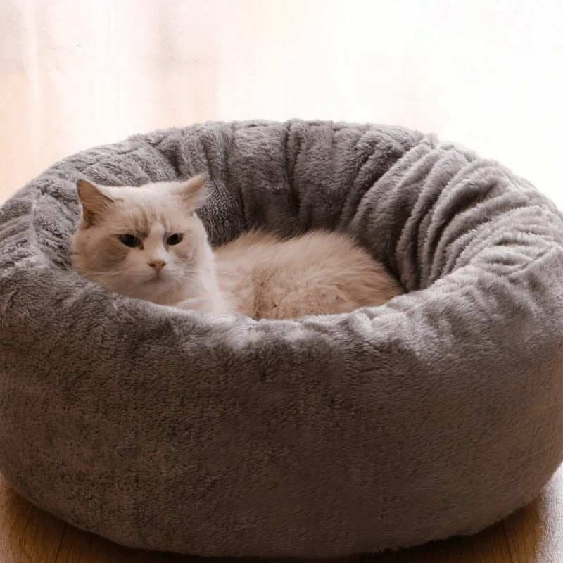 Long Plush Donut Pet Bed Soft Warm Cushion Mat