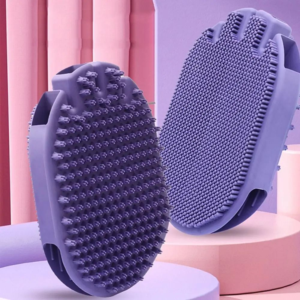 Dual-Sided Pet Grooming Brush Soft Bristle Massage Shampoo Tool