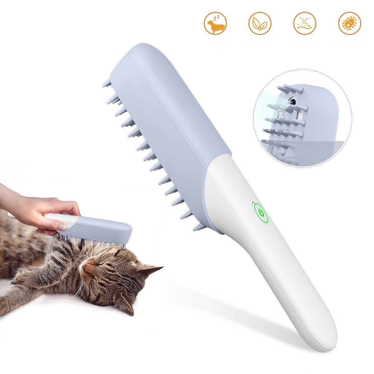 Silicone Pet Massage Grooming Brush With Fur Remover