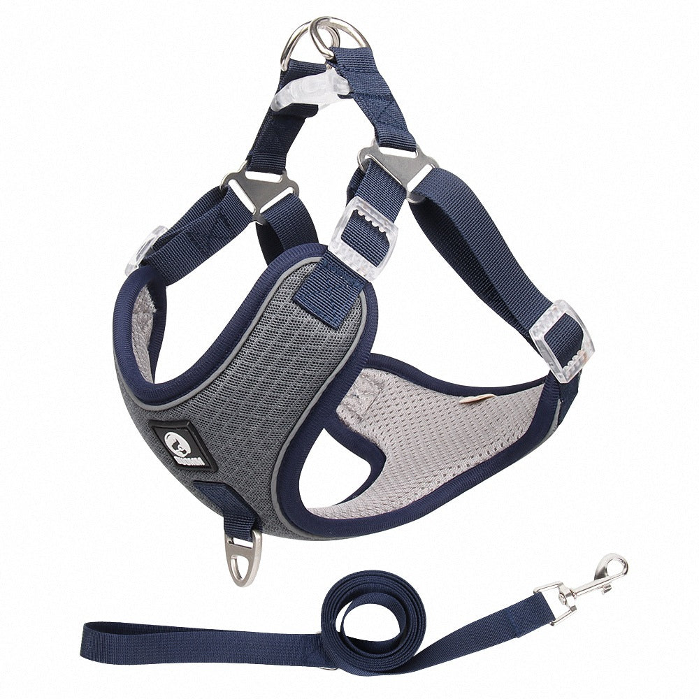 Breathable Adjustable Pet Harness With Matching Leash Set