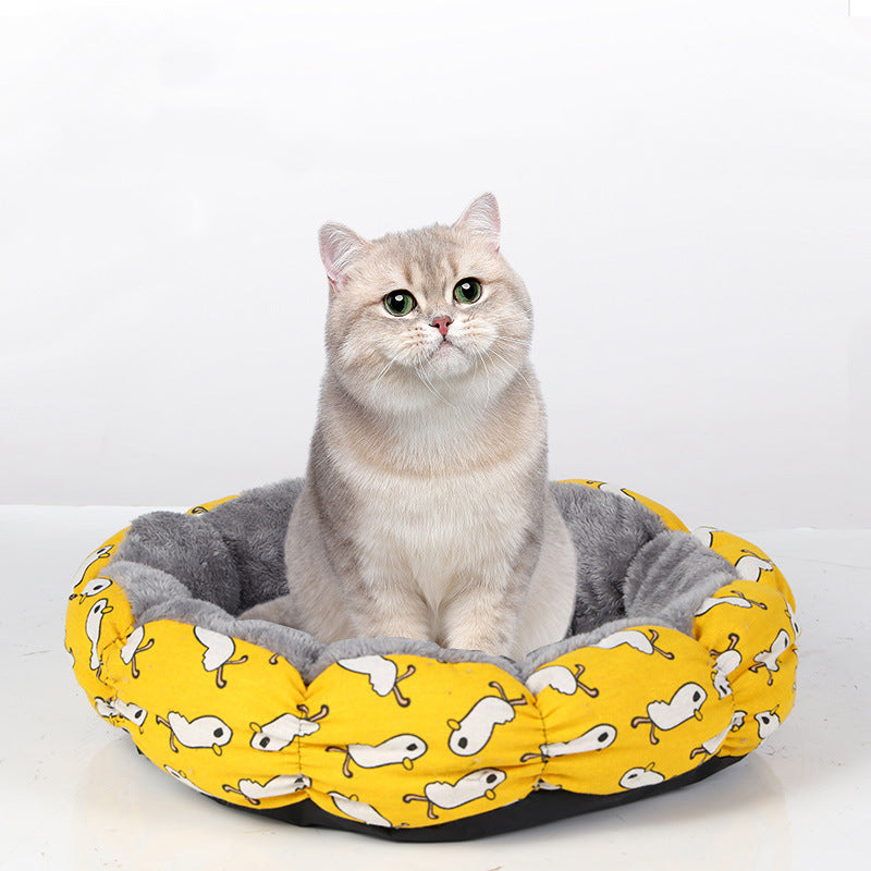 Calming Donut Pet Bed Soft Fluffy Round Design