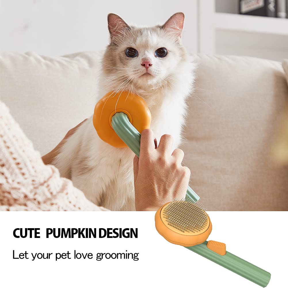 Self-Cleaning Pumpkin Pet Grooming Slicker Brush