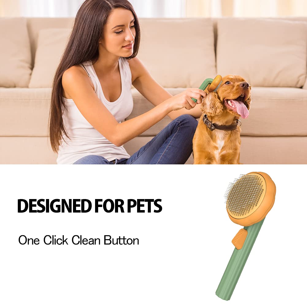 Self-Cleaning Pumpkin Pet Grooming Slicker Brush