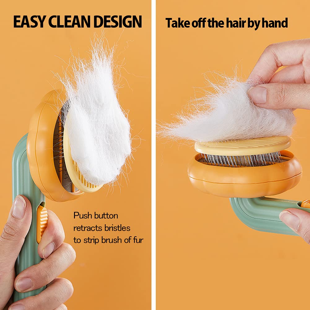 Self-Cleaning Pumpkin Pet Grooming Slicker Brush