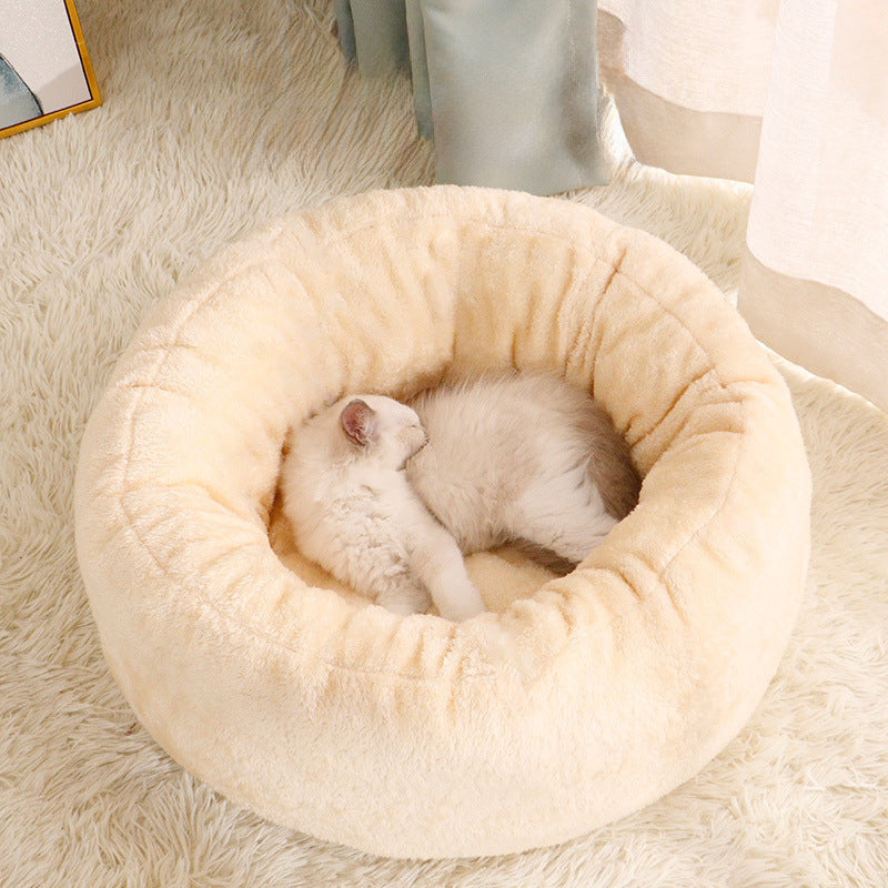 Long Plush Donut Pet Bed Soft Warm Cushion Mat