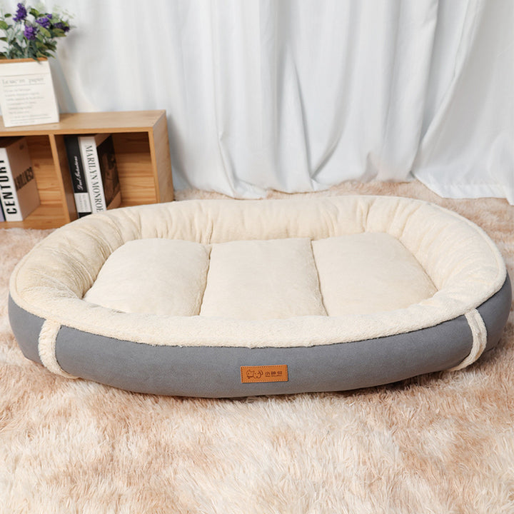 Round Linen Pet Bed Non-Slip Mat