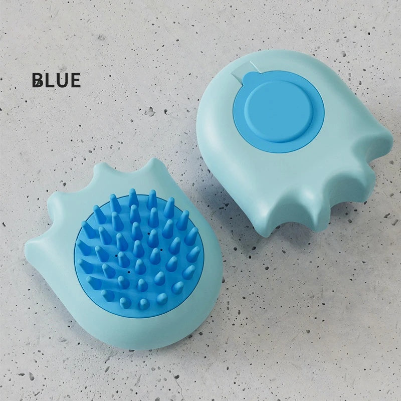 Pet Bath Massage Brush Grooming Comb With Shampoo Dispenser