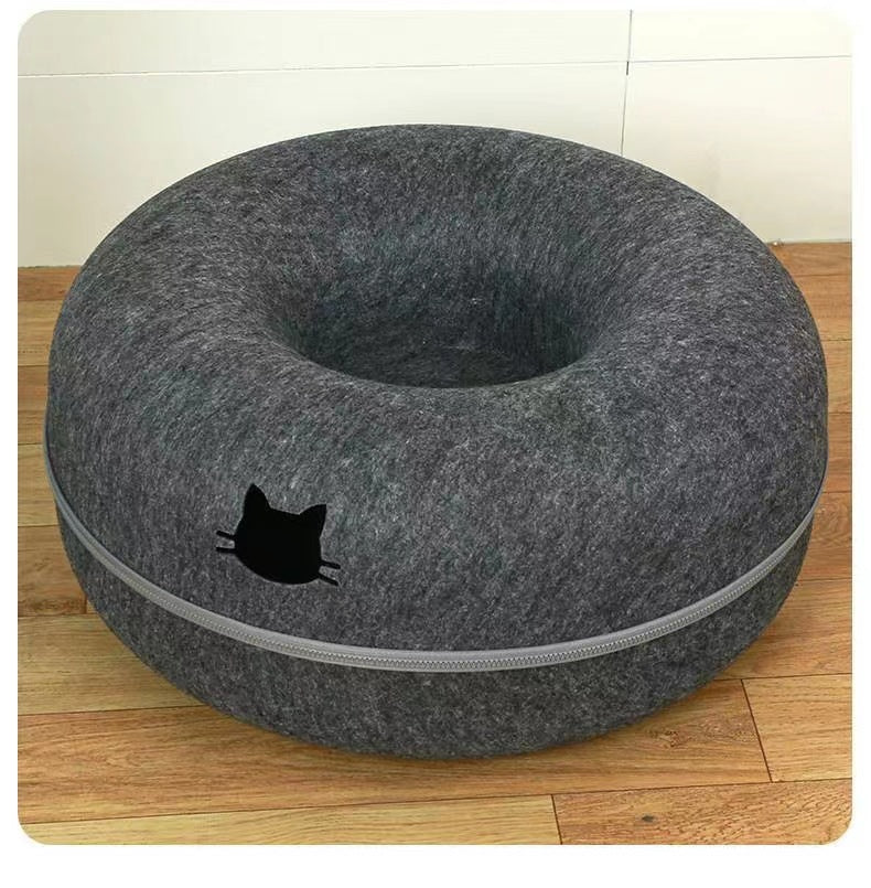 Comfortable Round Pet Bed Tunnel Cozy Sleeping Spot