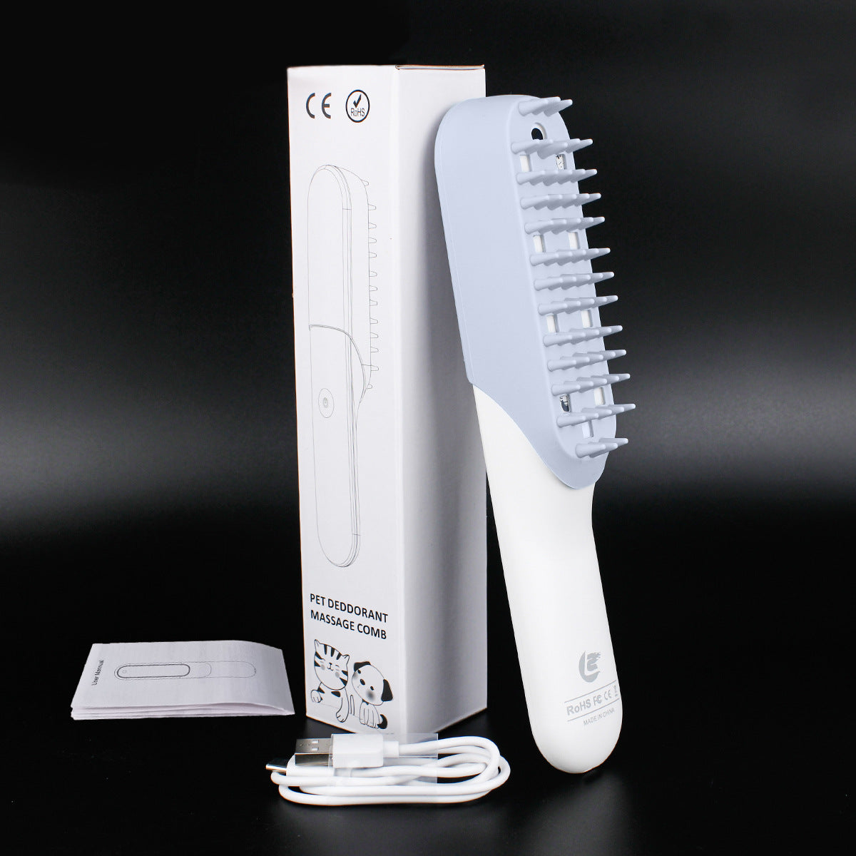 Silicone Pet Massage Grooming Brush With Fur Remover