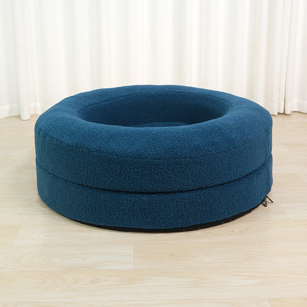 Solid Color Round Pet Bed Cozy Nest
