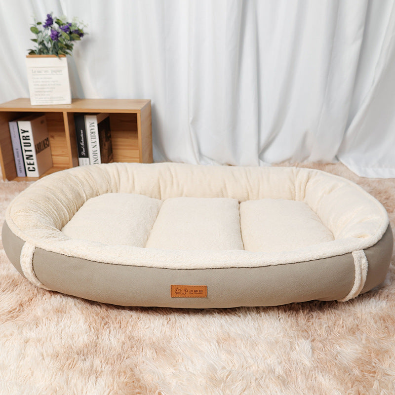 Round Linen Pet Bed Non-Slip Mat