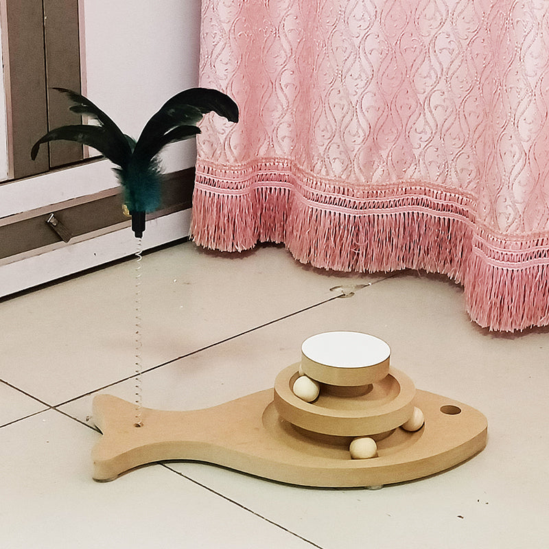 Solid Wood Turntable Bite-Resistant Interactive Pet Toy