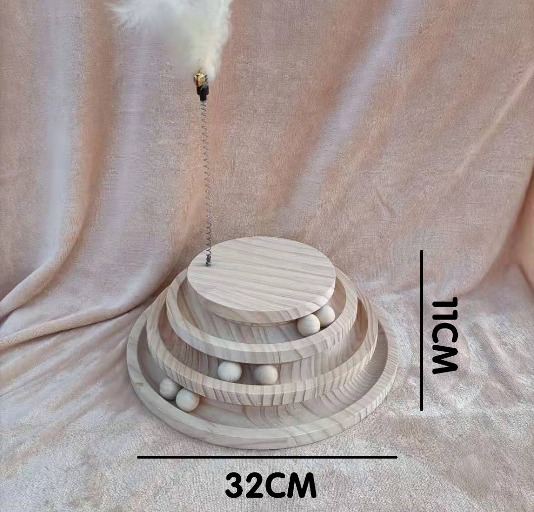 Solid Wood Turntable Bite-Resistant Interactive Pet Toy