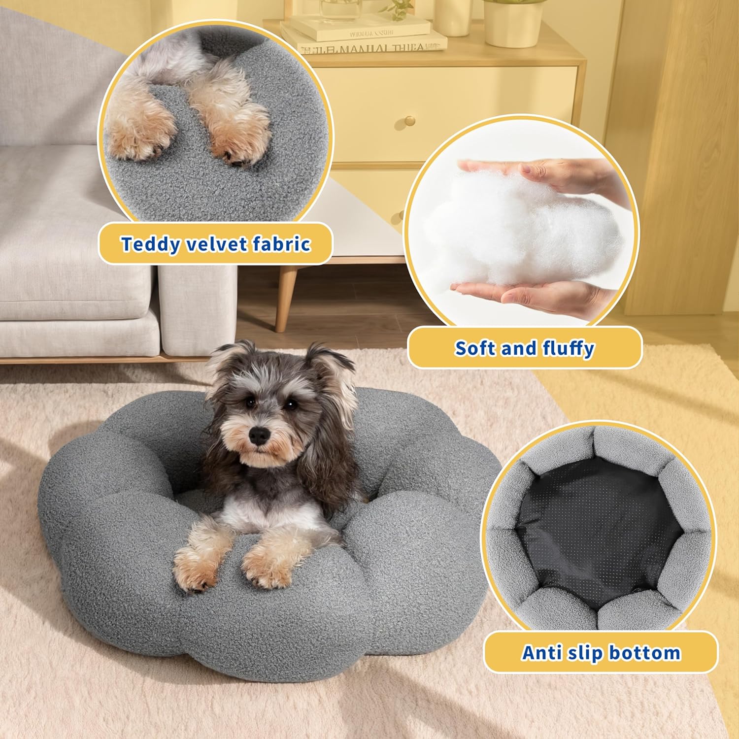 Calming Fluffy Pet Bed Round Donut Plush Cuddler