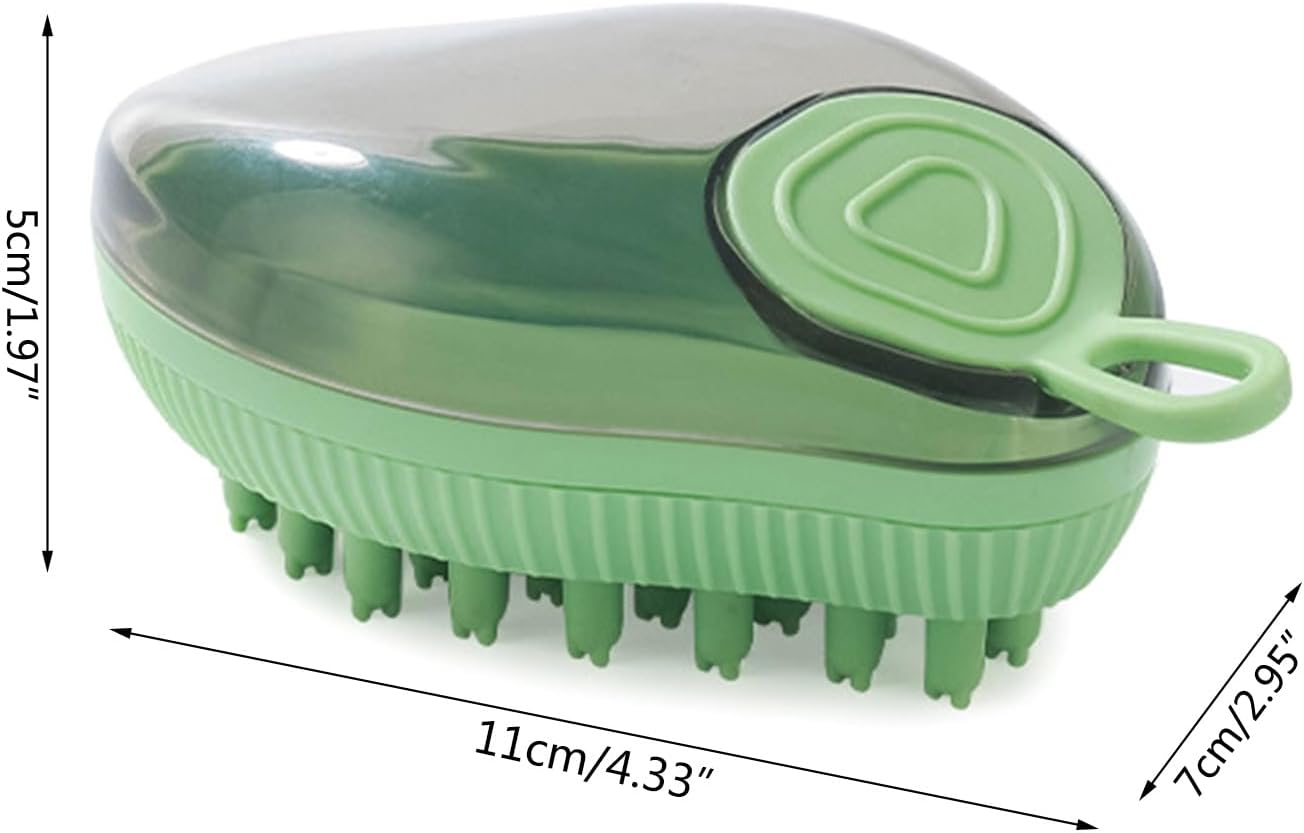 Silicone Pet Bath Massage Brush With Soap Dispenser Grooming