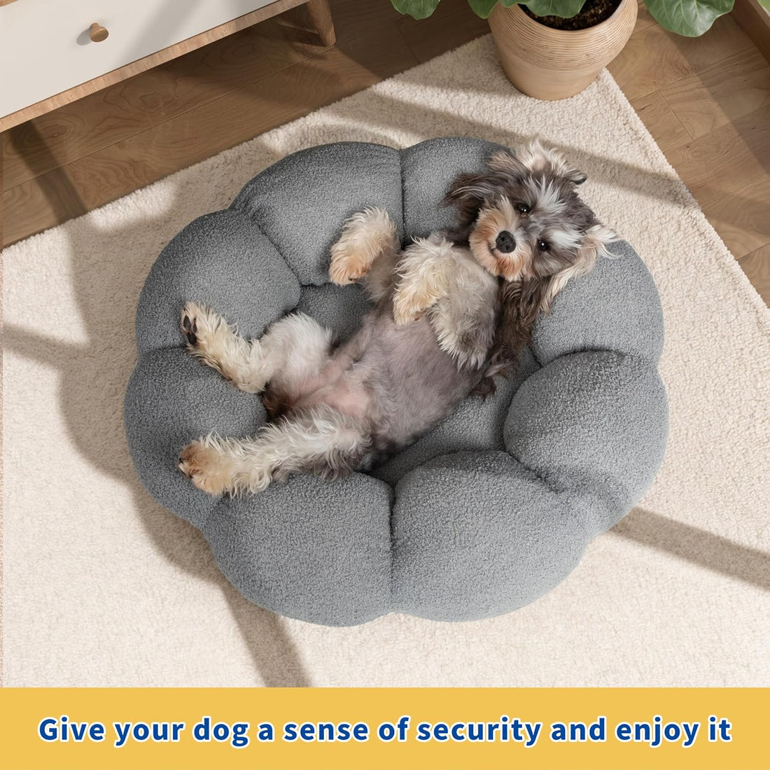 Calming Fluffy Pet Bed Round Donut Plush Cuddler
