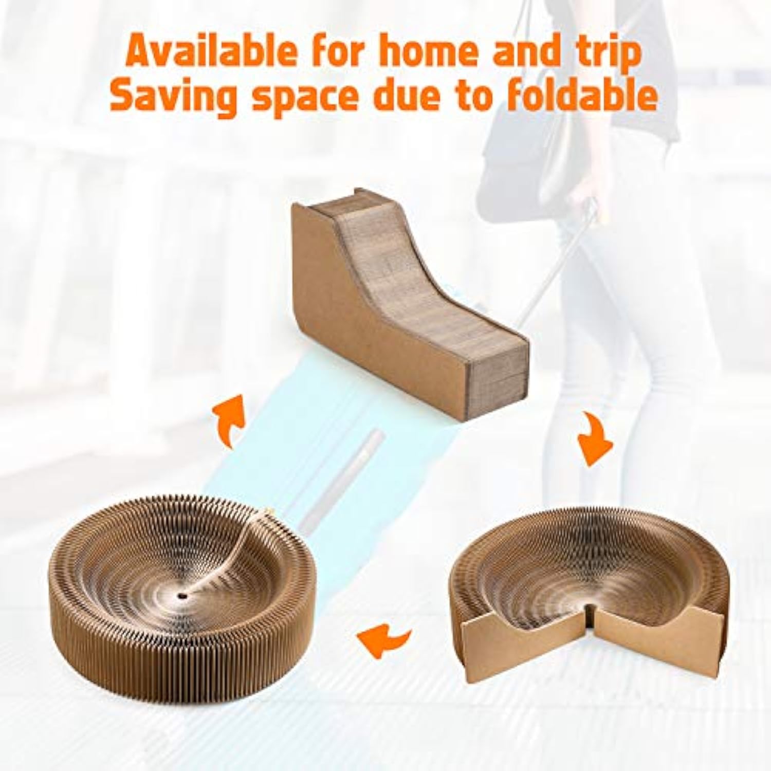 Collapsible Cardboard Pet Scratcher Lounge Round Bed