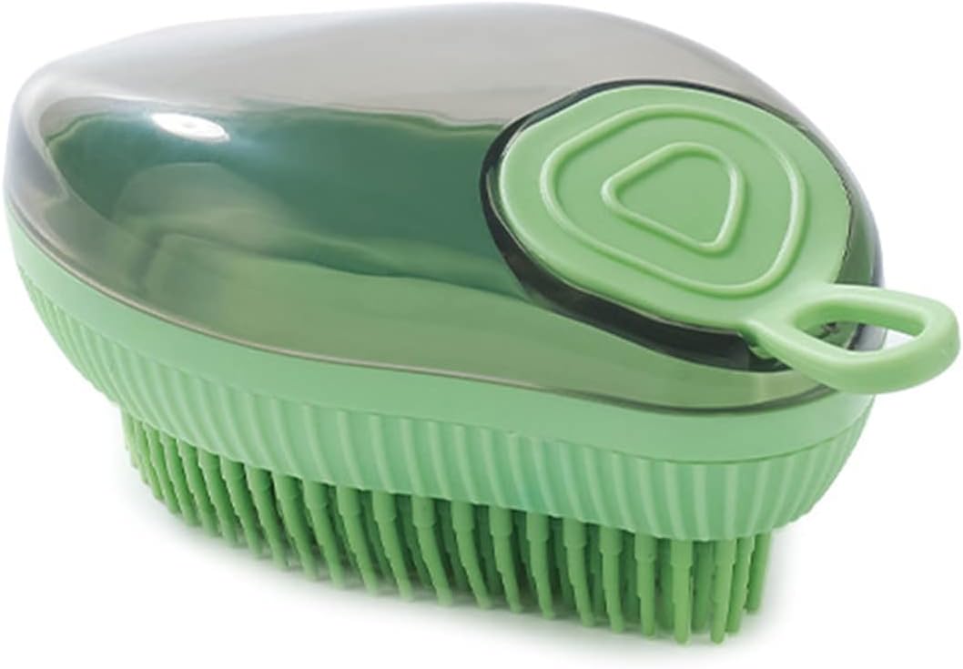 Silicone Pet Bath Massage Brush With Soap Dispenser Grooming
