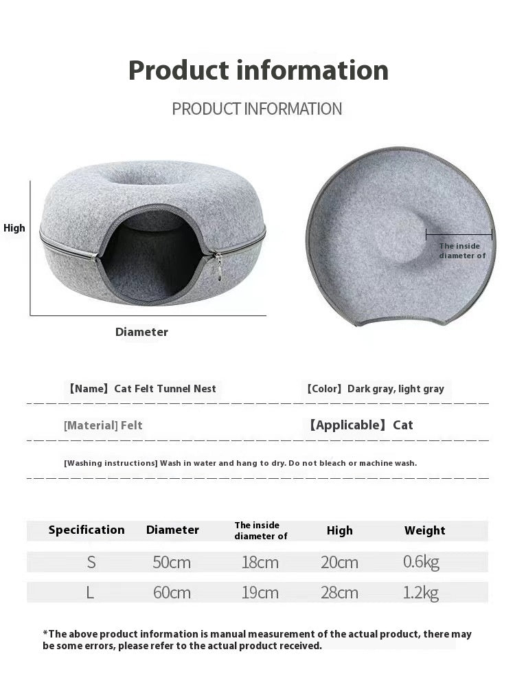 Comfortable Round Pet Bed Tunnel Cozy Sleeping Spot