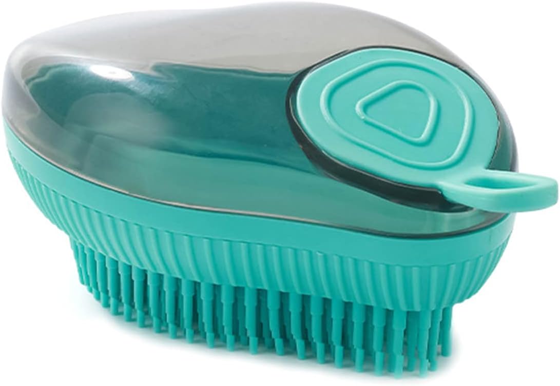 Silicone Pet Bath Massage Brush With Soap Dispenser Grooming