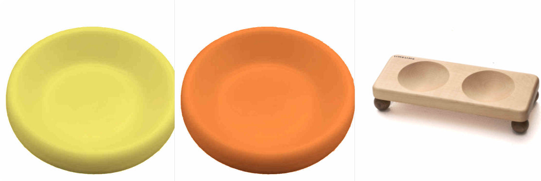 Solid Wood Base Ceramic Pet Feeding Bowl Durable Design