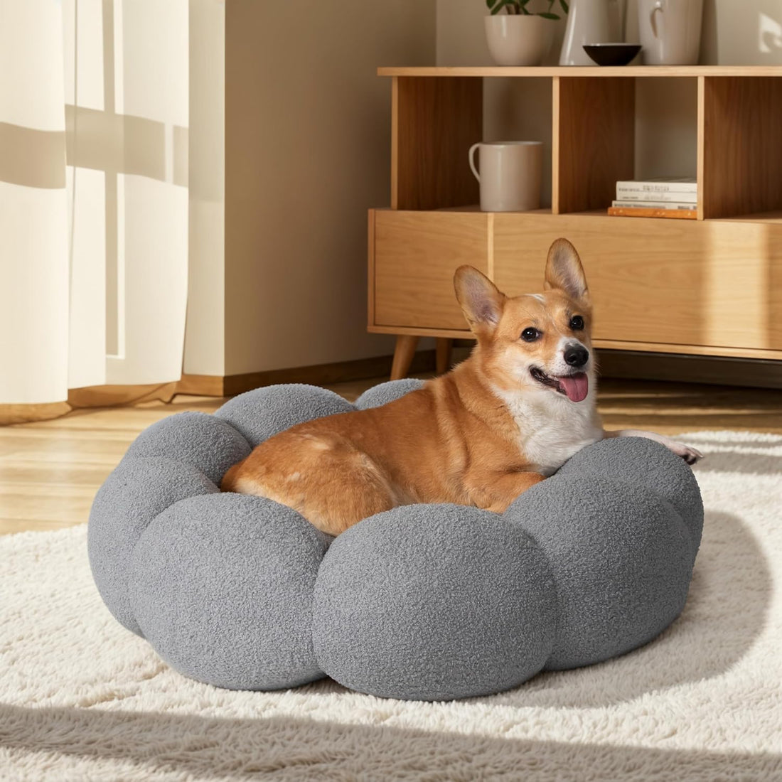 Calming Fluffy Pet Bed Round Donut Plush Cuddler