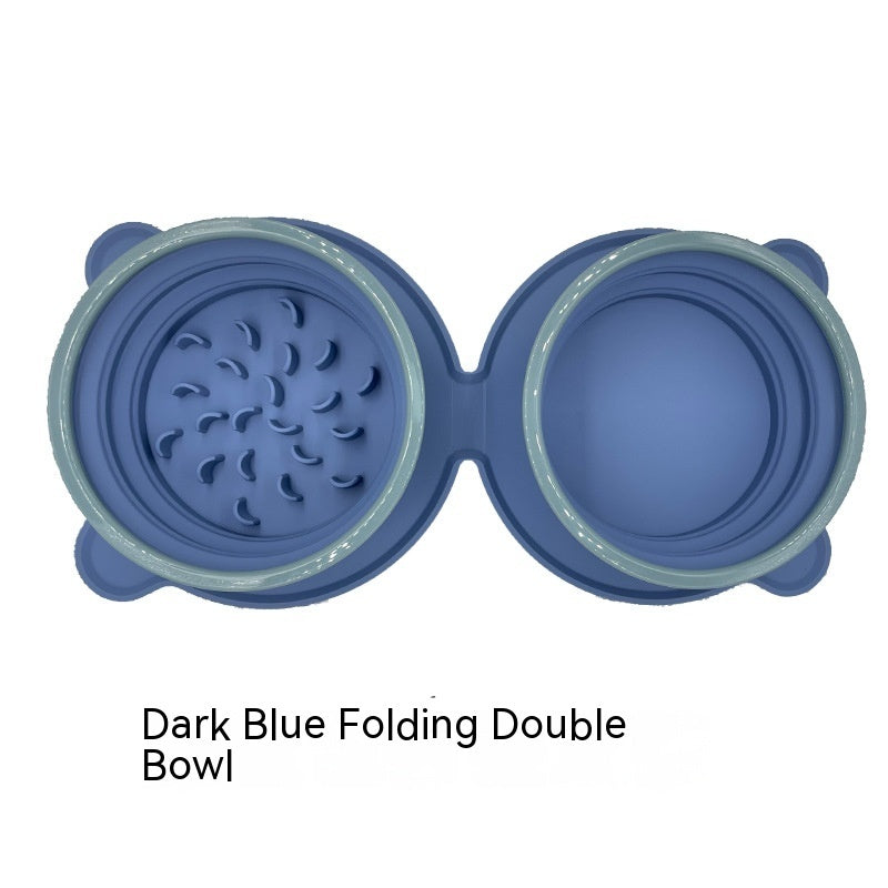 Portable Foldable Silicone Double Pet Feeding Bowl Non-Slip
