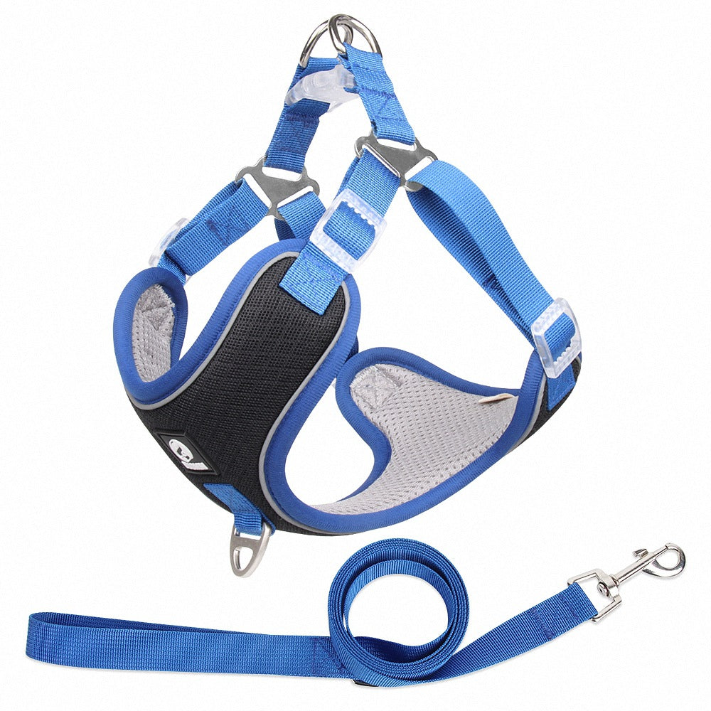Breathable Adjustable Pet Harness With Matching Leash Set