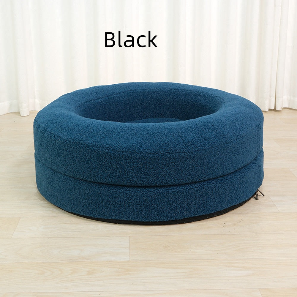 Solid Color Round Pet Bed Cozy Nest