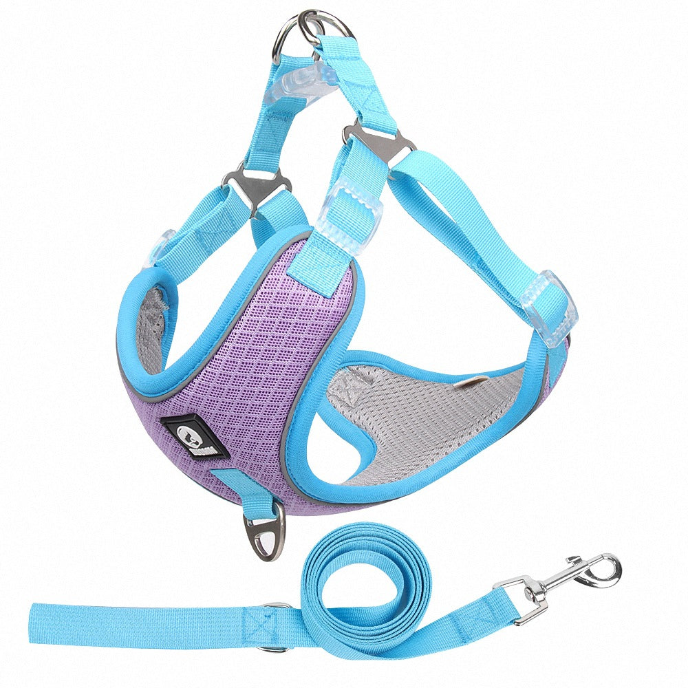Breathable Adjustable Pet Harness With Matching Leash Set