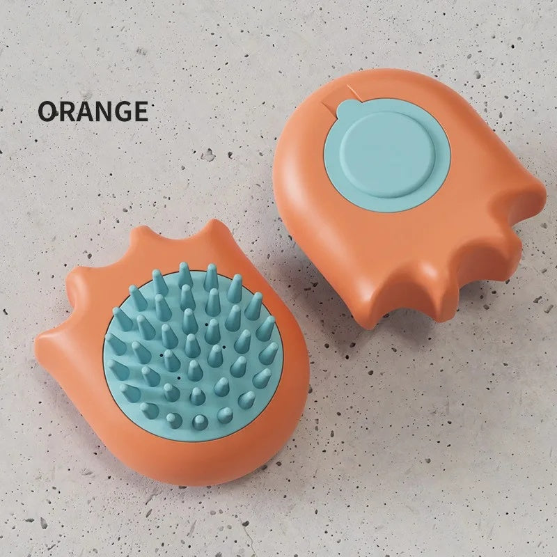 Pet Bath Massage Brush Grooming Comb With Shampoo Dispenser