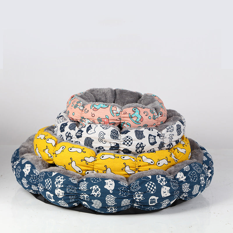 Calming Donut Pet Bed Soft Fluffy Round Design