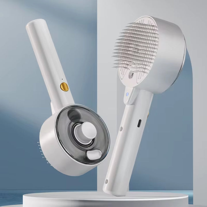 3-in-1 Electric Steam Pet Grooming Brush With Massager