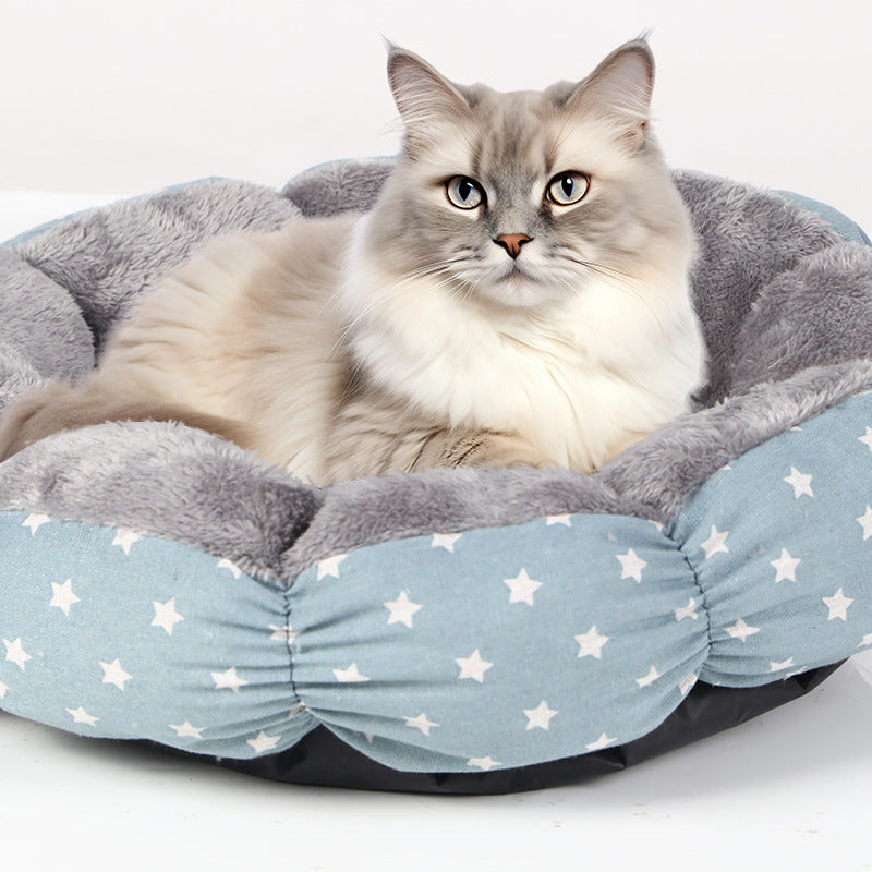 Calming Donut Pet Bed Soft Fluffy Round Design