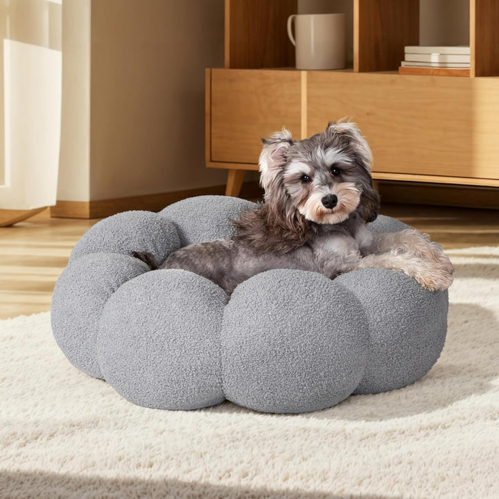 Calming Fluffy Pet Bed Round Donut Plush Cuddler