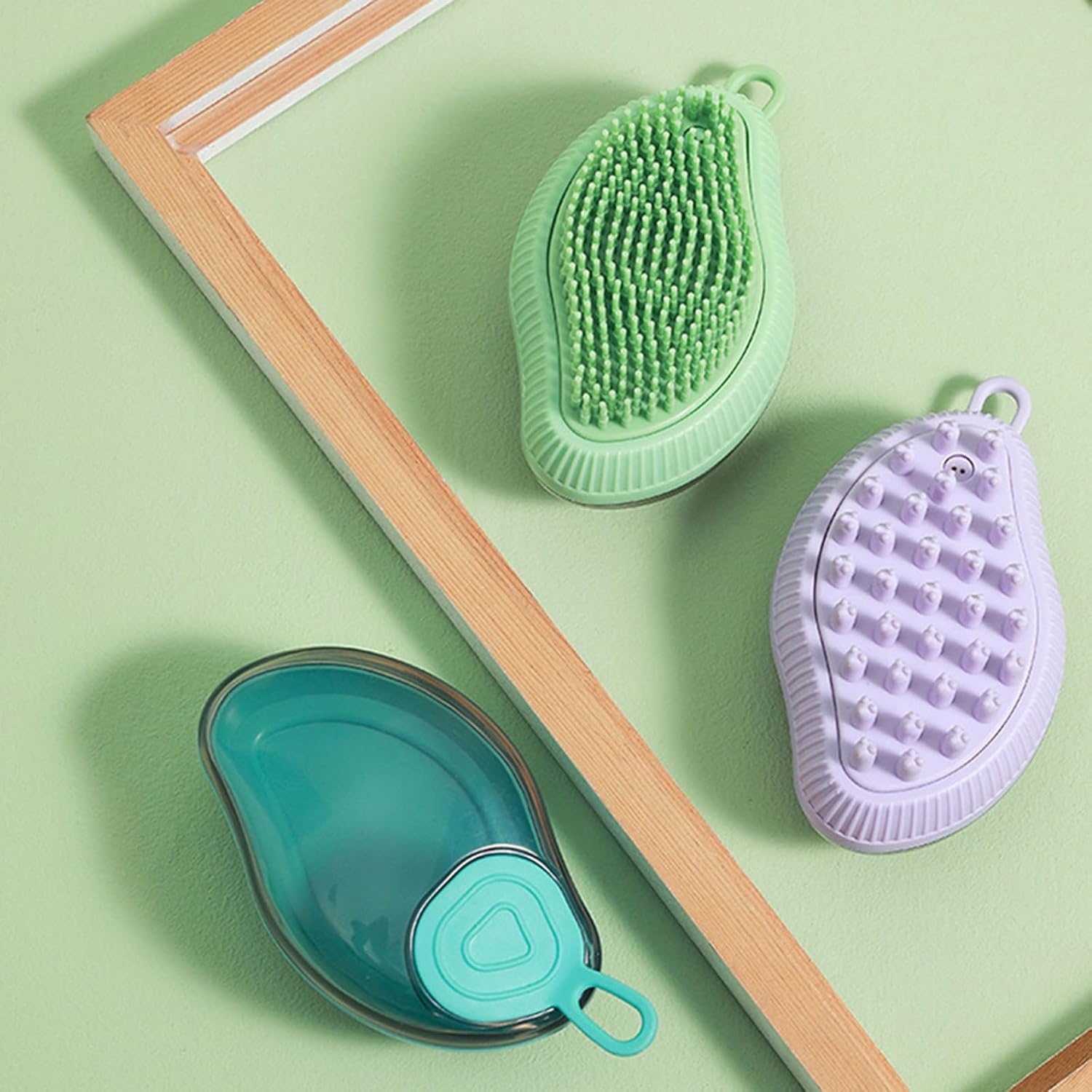 Silicone Pet Bath Massage Brush With Soap Dispenser Grooming