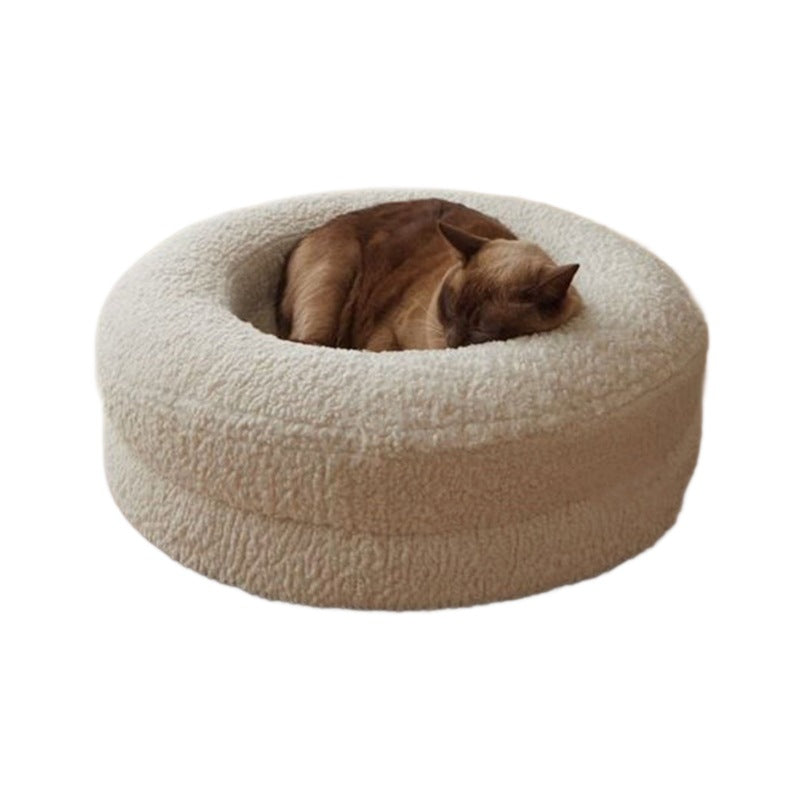 Solid Color Round Pet Bed Cozy Nest