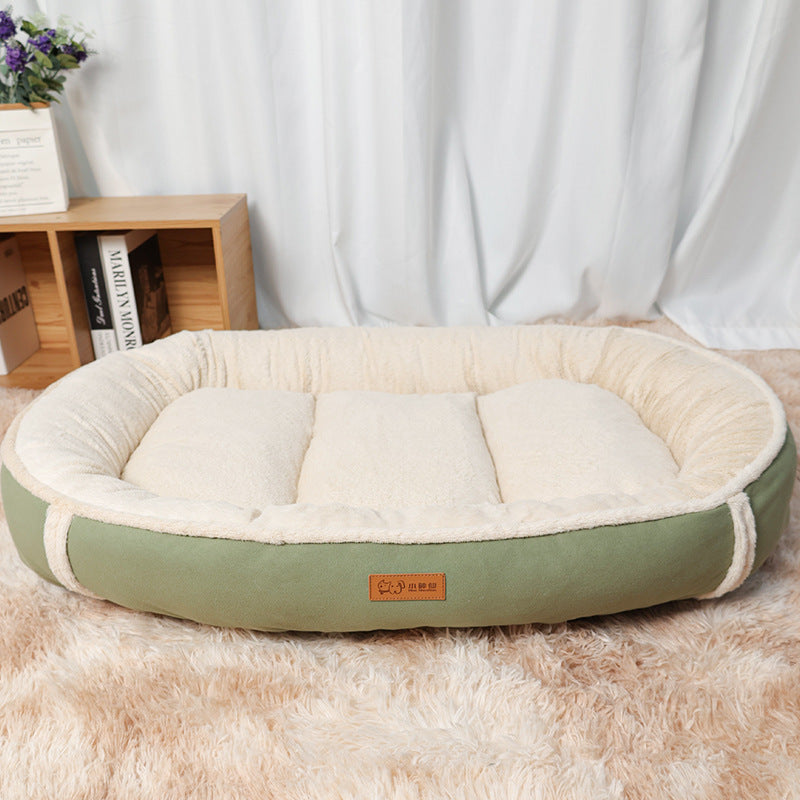 Round Linen Pet Bed Non-Slip Mat