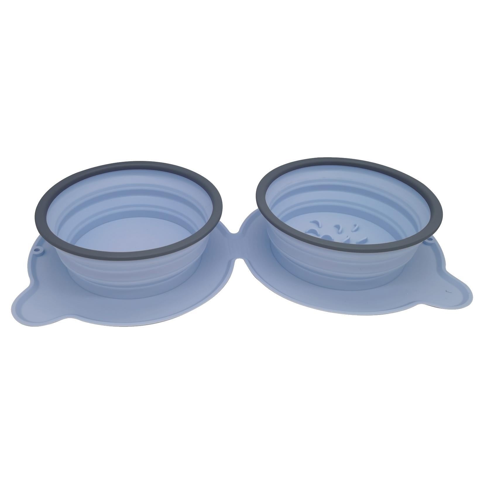 Portable Foldable Silicone Double Pet Feeding Bowl Non-Slip