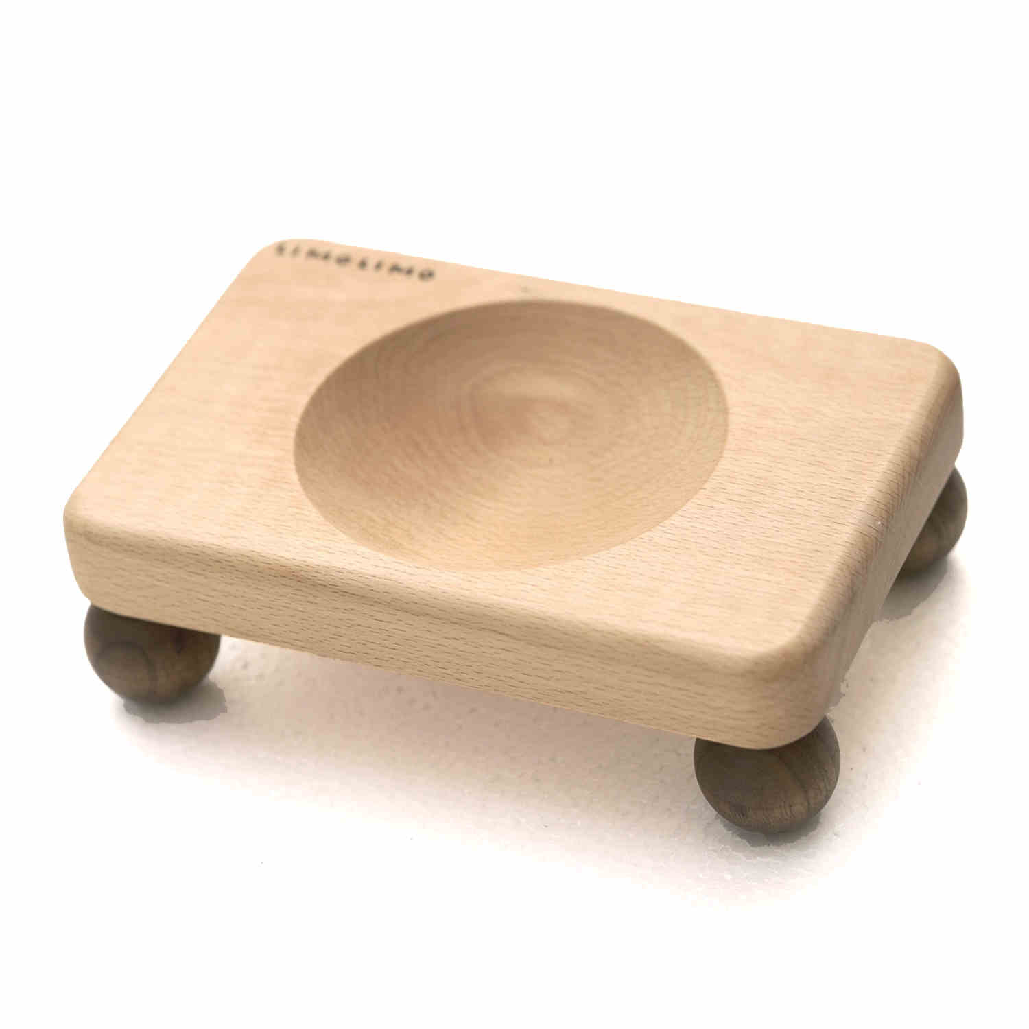 Solid Wood Base Ceramic Pet Feeding Bowl Durable Design