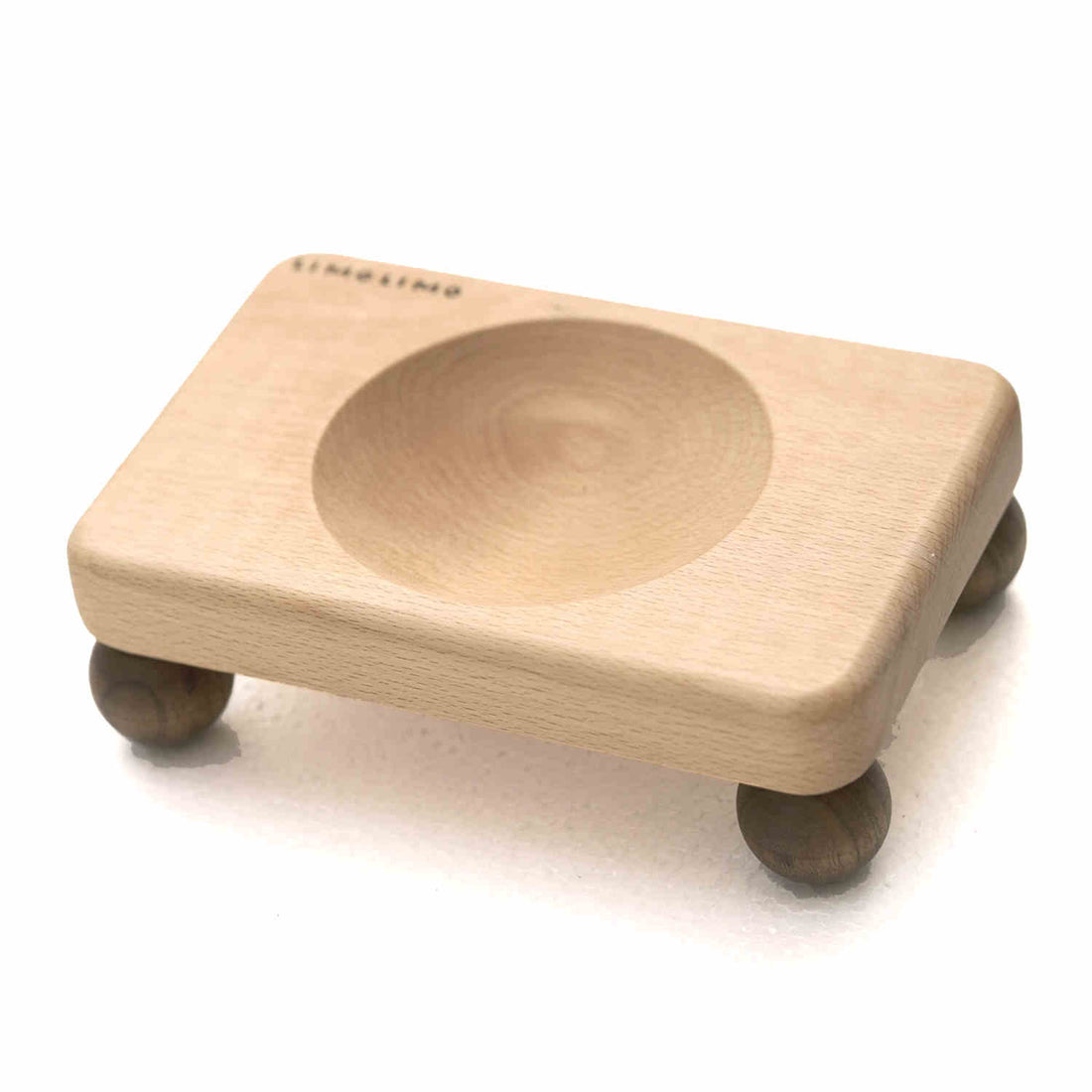 Solid Wood Base Ceramic Pet Feeding Bowl Durable Design