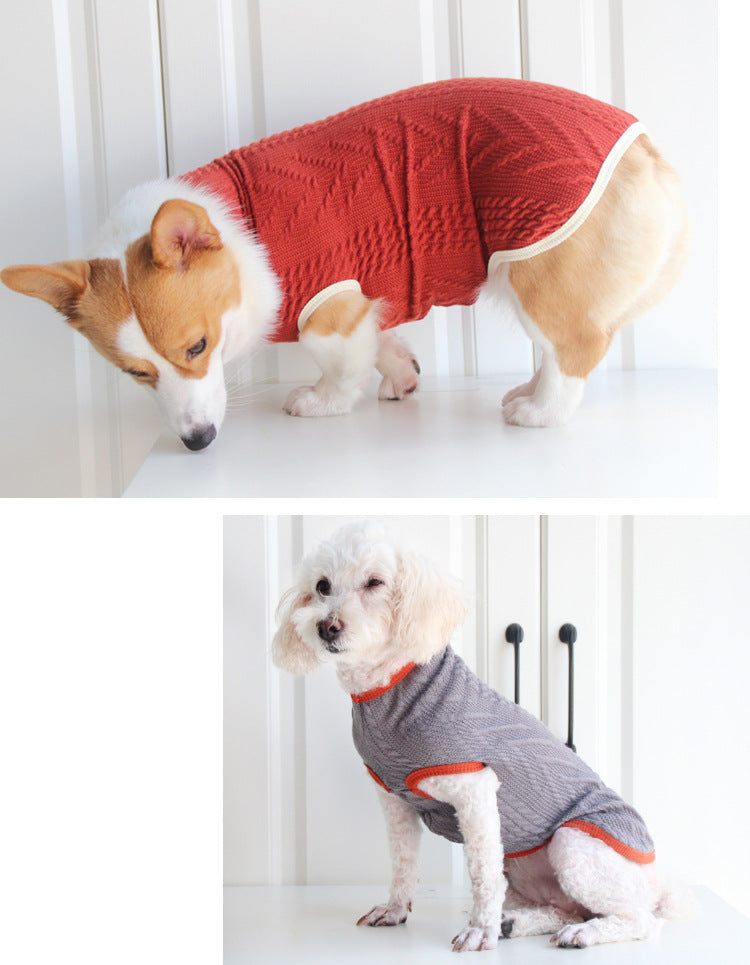 Pet Vintage Twist Sweater Stylish Warm Clothing