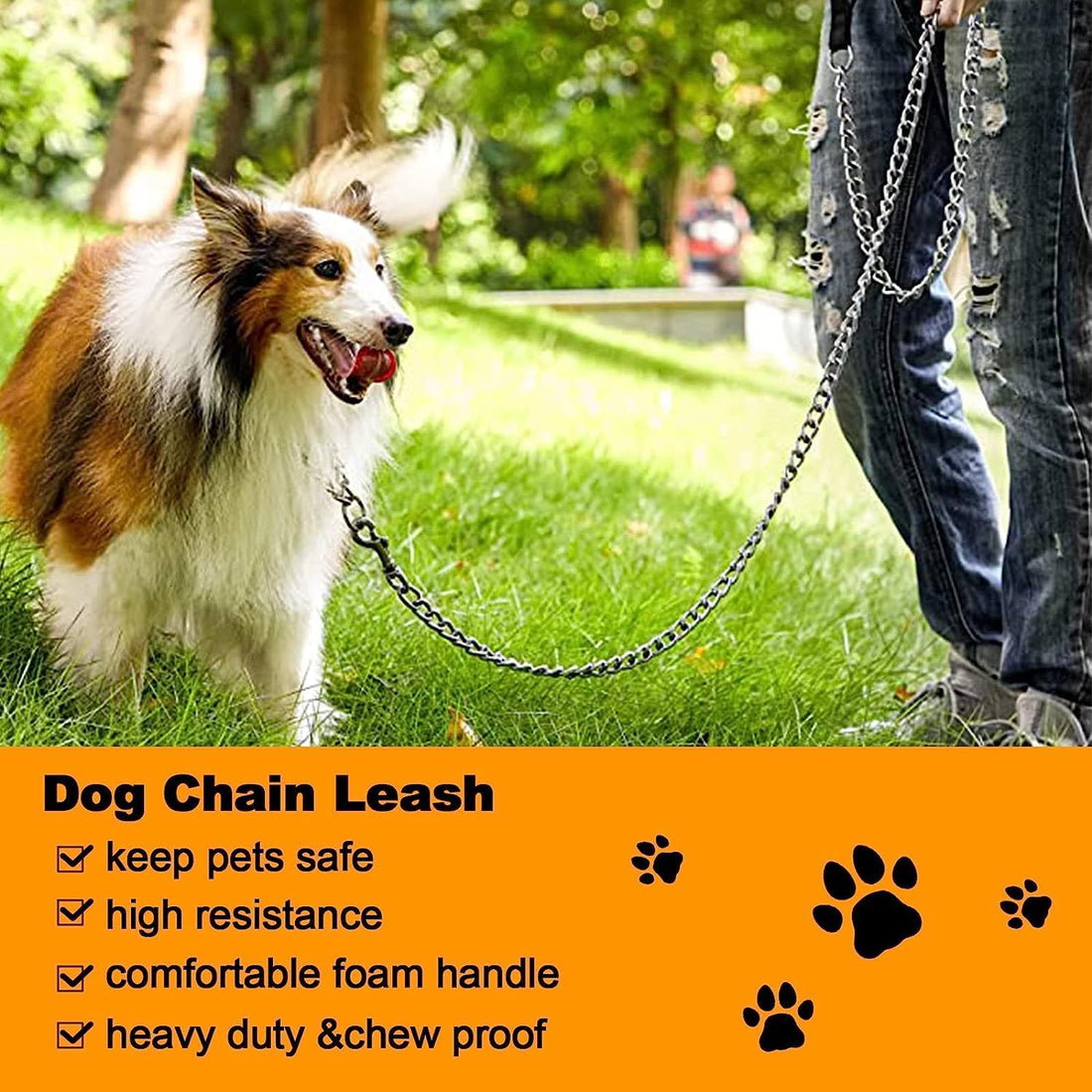 Heavy Duty Metal Pet Leash Chew Proof Chain Handle