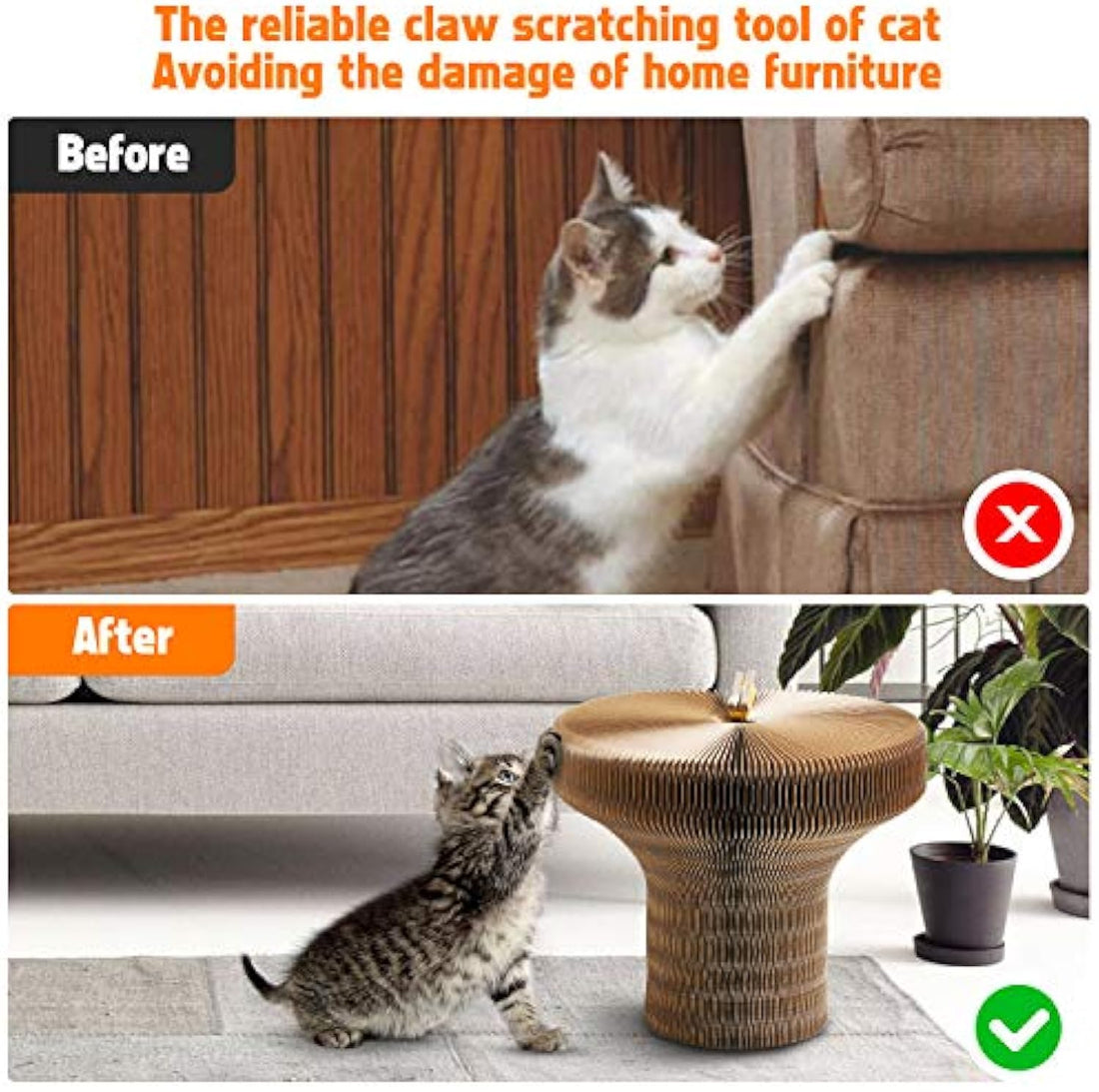 Collapsible Cardboard Pet Scratcher Lounge Round Bed