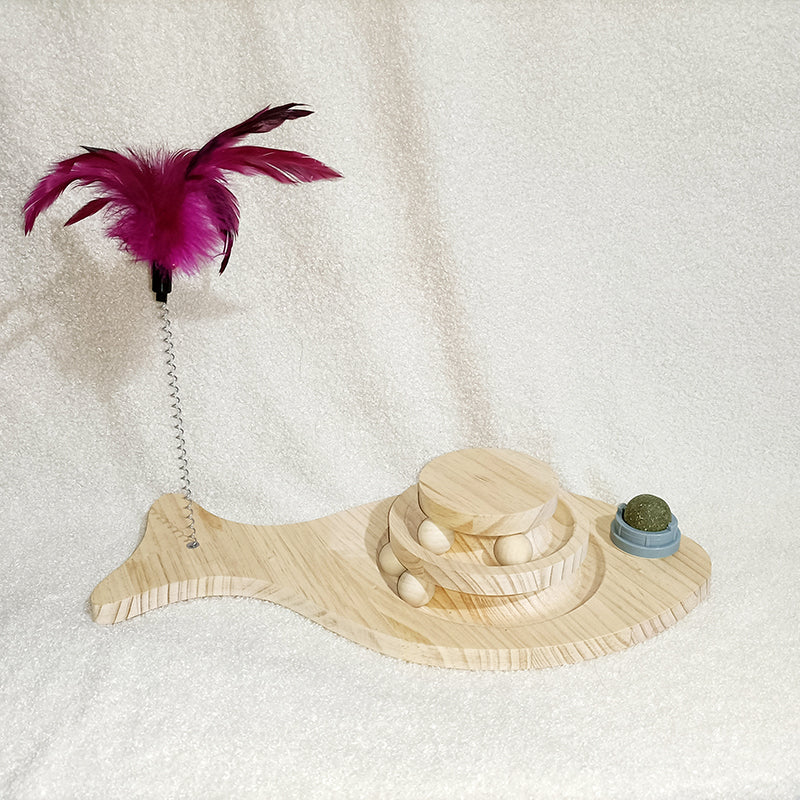 Solid Wood Turntable Bite-Resistant Interactive Pet Toy