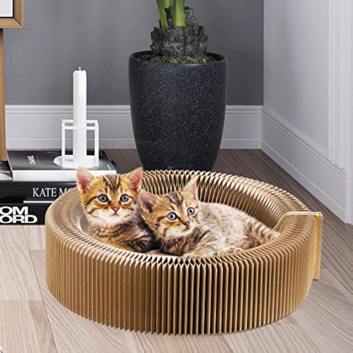 Collapsible Cardboard Pet Scratcher Lounge Round Bed