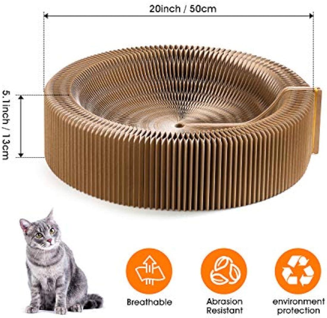 Collapsible Cardboard Pet Scratcher Lounge Round Bed
