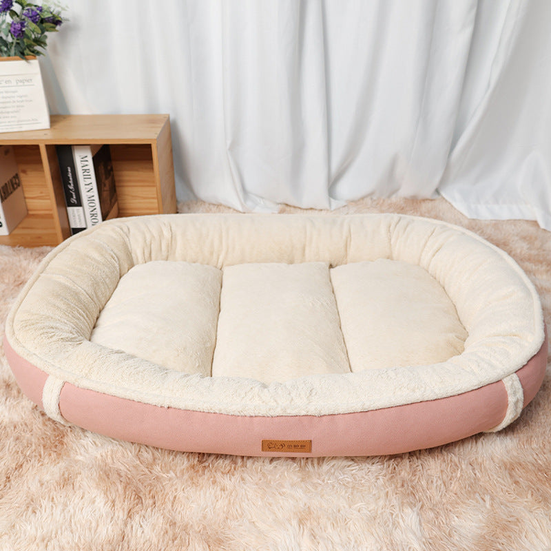 Round Linen Pet Bed Non-Slip Mat